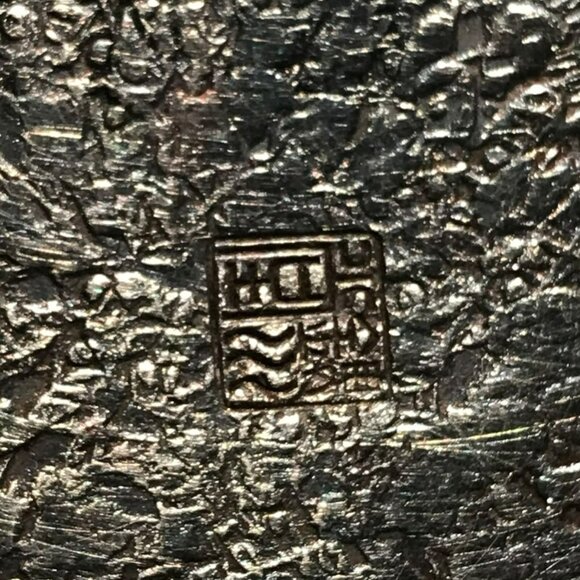 Japanese Vintage Hammered Silver Teapot With Makers Mark & Wicker Handle - Picture 5 of 11